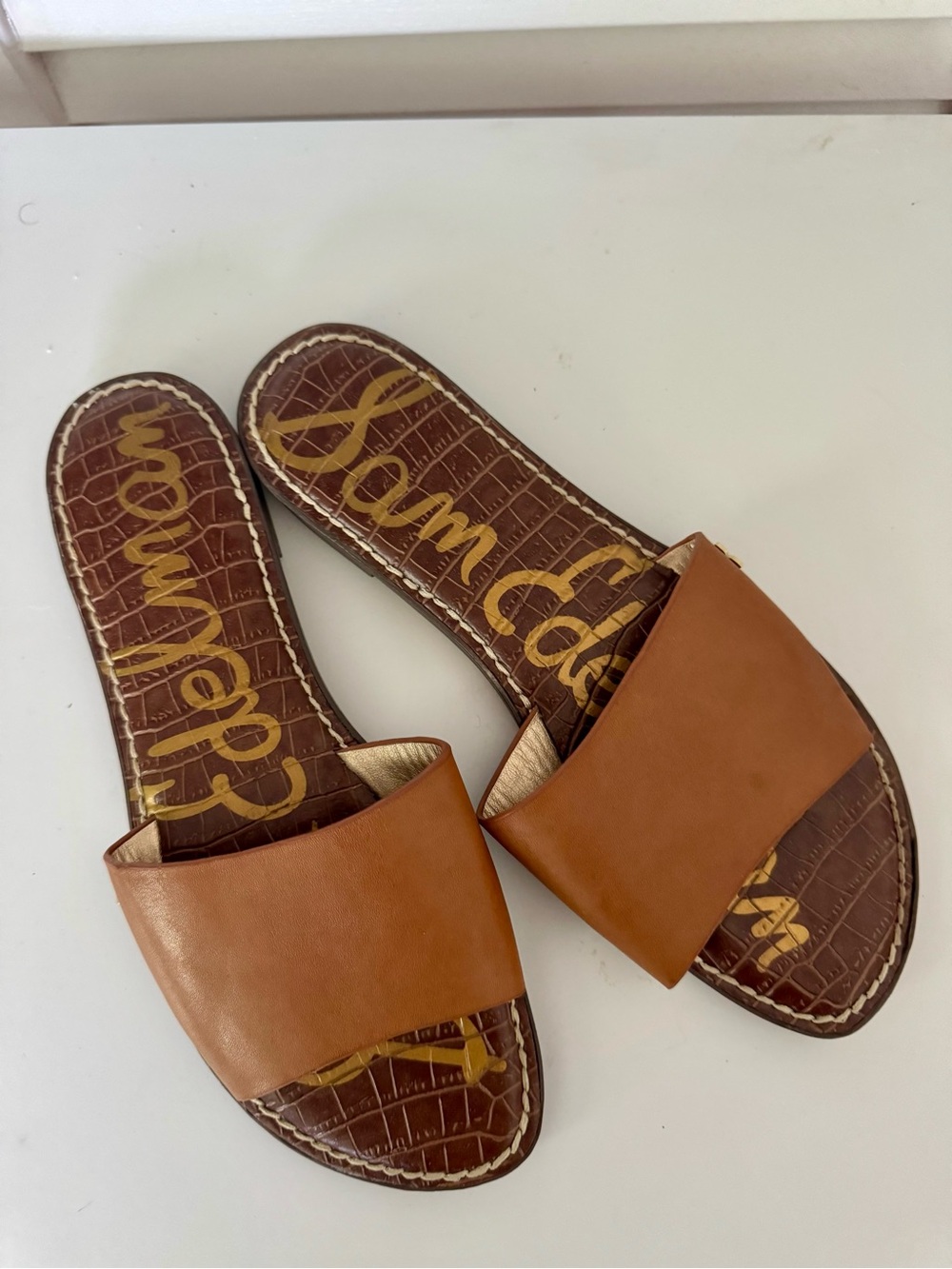 Sam Edelman brown Slide Sandals - Women's Casual Leather Slides